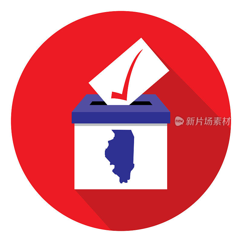 红圈伊利诺伊州投票箱图标