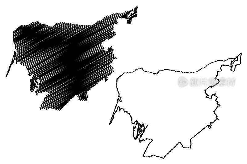 恩格斯城(俄罗斯联邦，俄罗斯，萨拉托夫州)地图矢量插图，潦草草图城市波克罗夫斯克或科萨肯施塔特地图