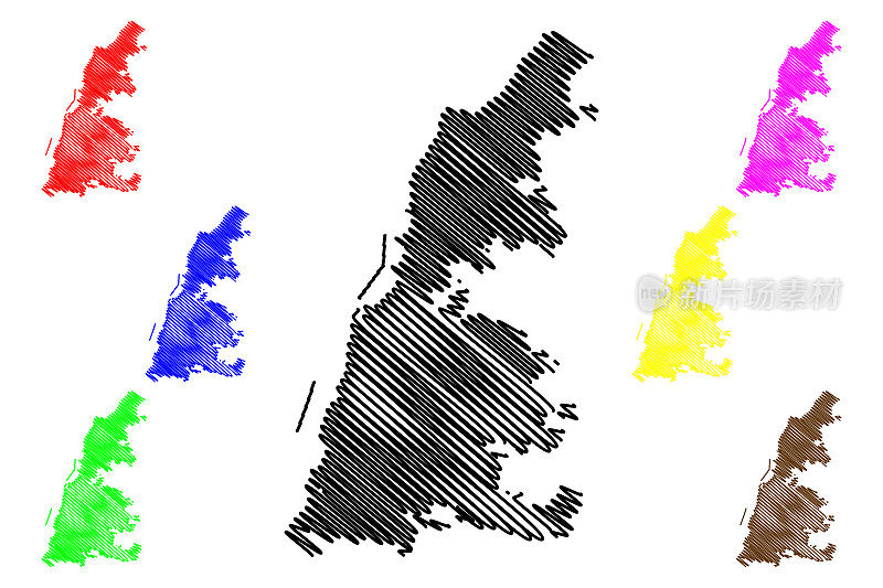 帕特拉斯城(希腊共和国，希腊，亚该亚)地图矢量插图，涂鸦草图帕特拉斯城地图