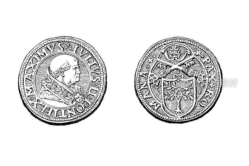 收藏教皇勋章和硬币，教皇尤利乌斯二世(1443-1513)