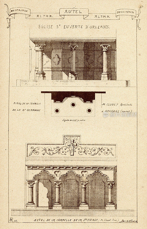 建筑，祭坛，19世纪建筑特色，艺术版画