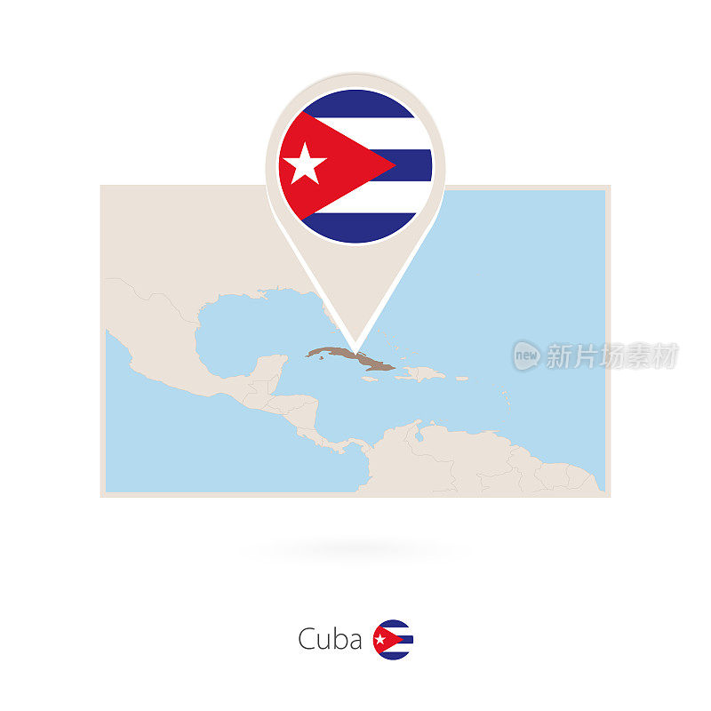 矩形地图的古巴与pin图标的古巴