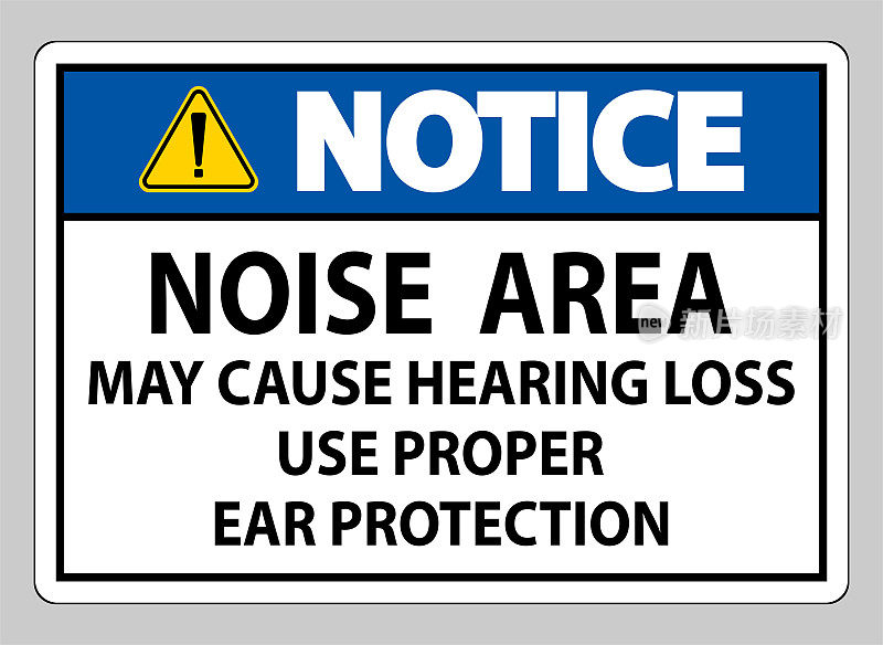 注意标志噪音区域可能导致听力损失使用适当的耳保护