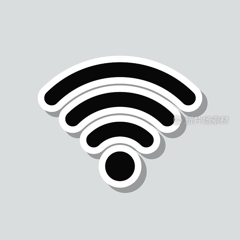 Wifi。灰色背景上的图标贴纸