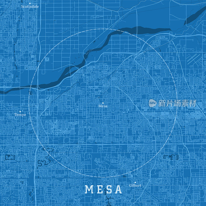 台地AZ城市矢量道路地图蓝色文本