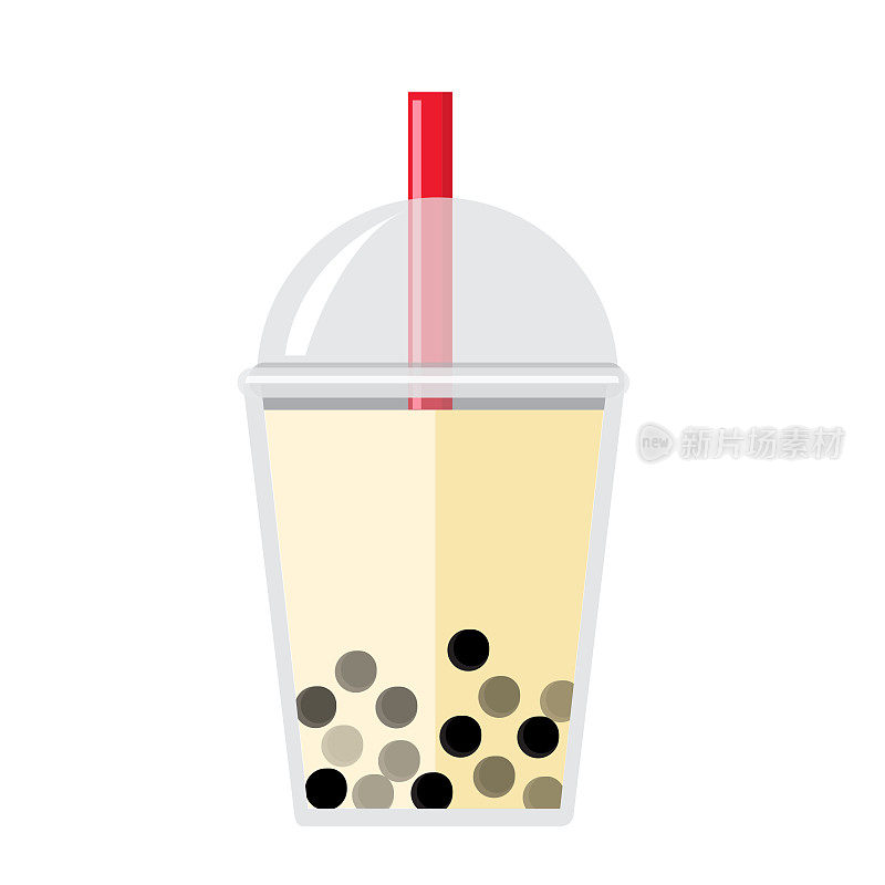泡泡或珍珠茶椰味全彩图标上的白色背景
