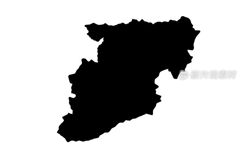 葡萄牙维绍市的黑色剪影地图