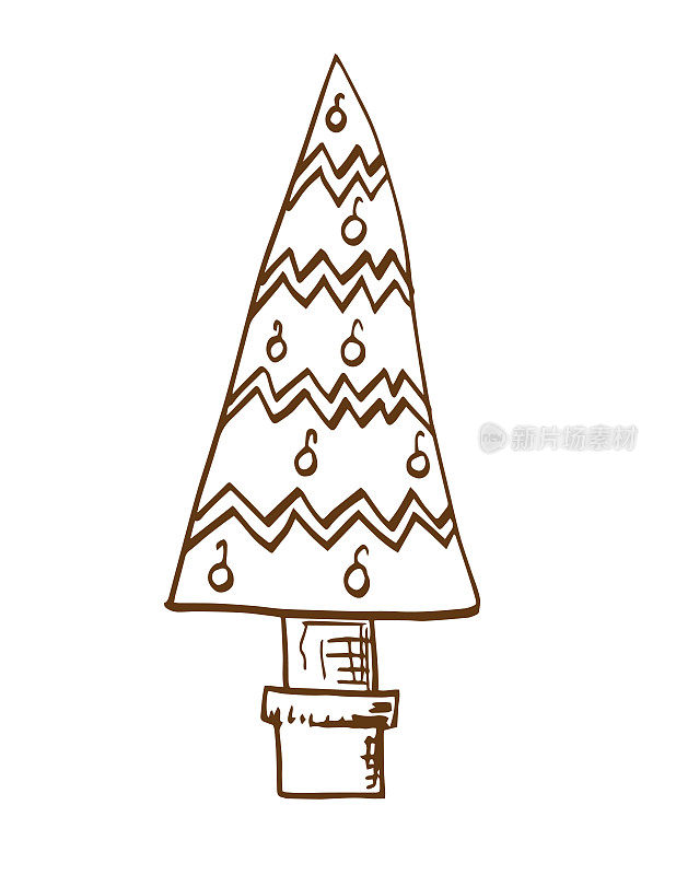 手绘涂鸦圣诞树