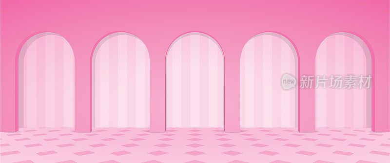 粉彩拱门墙场景背景