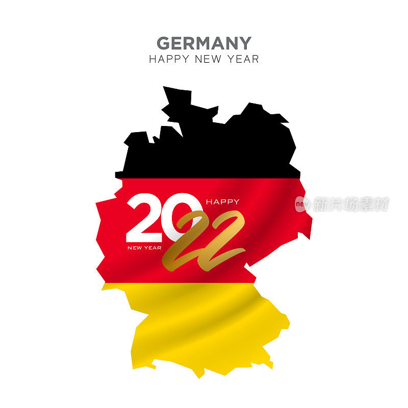 德国地图新年概念设计。2022年新年快乐概念广告，横幅，传单和传单。矢量插图。