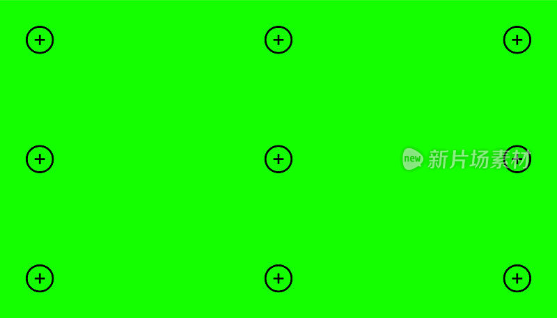 色度键，空白绿色背景与运动跟踪点。视觉特效合成。屏幕背景模板。矢量图