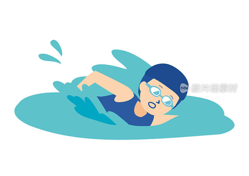 游泳队的一个游泳女孩的插图