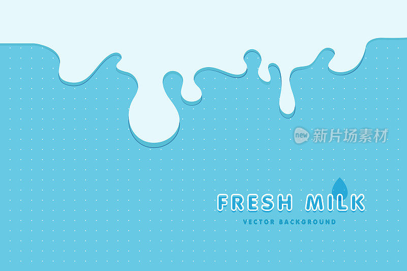 现代海报新鲜牛奶溅在浅蓝色的背景。