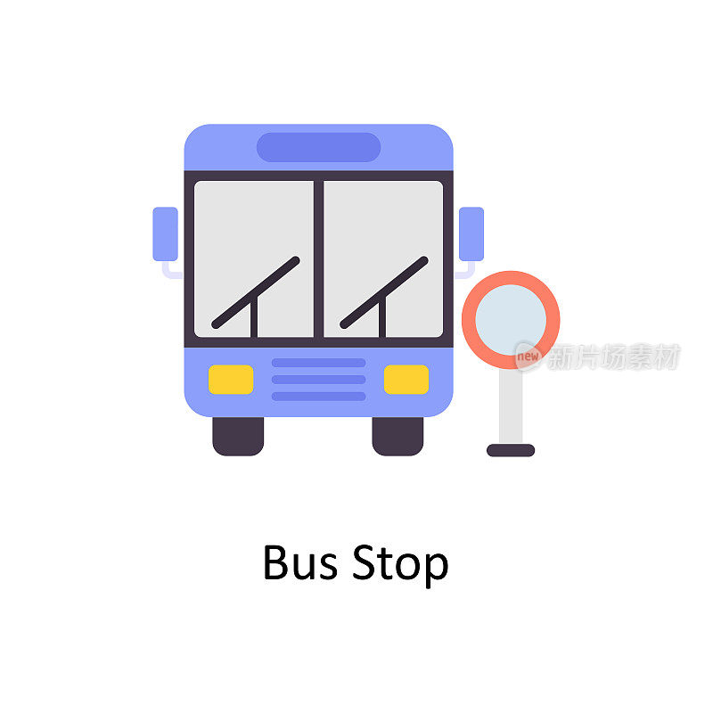 公交车站矢量平面图标。简单的库存插图库存插图