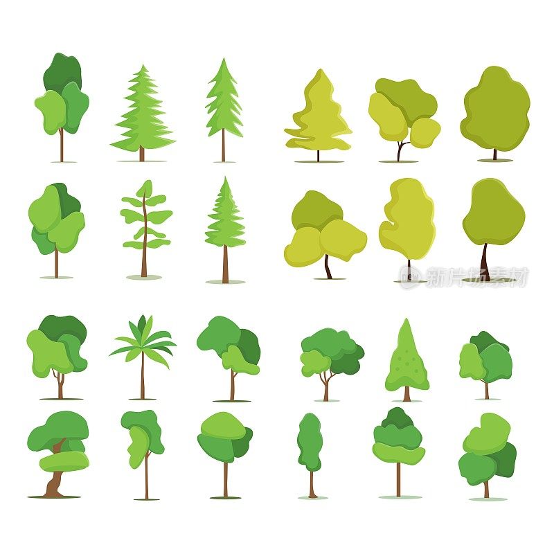 收集树木插图。可以用来说明任何自然或健康生活方式的话题。