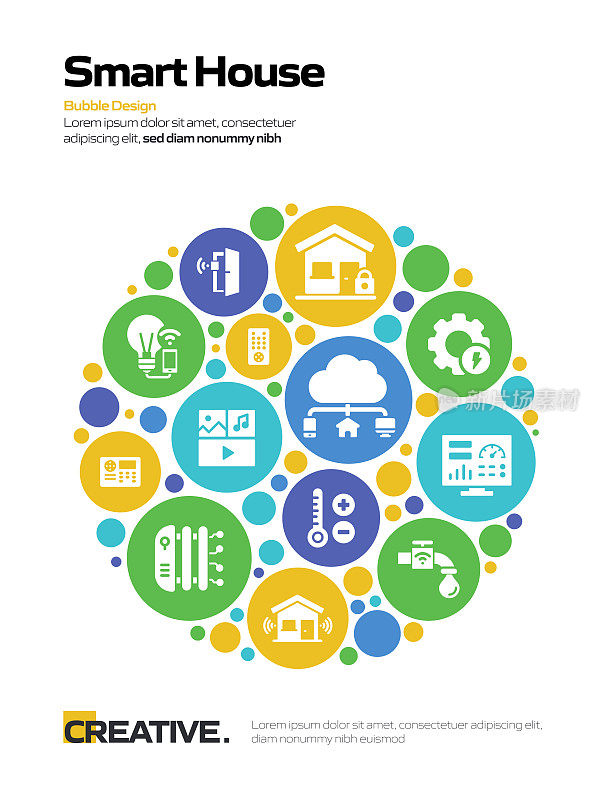 智能家居相关横幅设计网页，标题，宣传册，年度报告和书籍封面