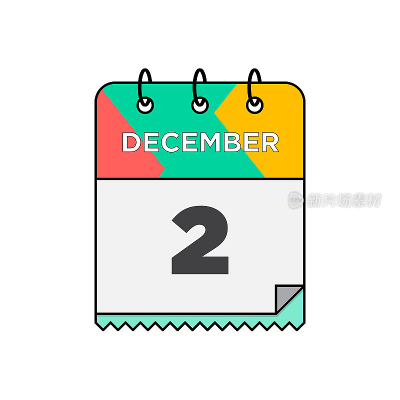十二月-每日日历图标在平面设计风格股票插图
