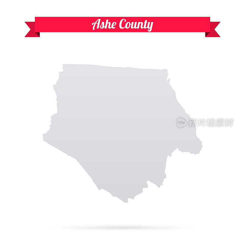 北卡罗来纳州的阿什县。白底红旗地图