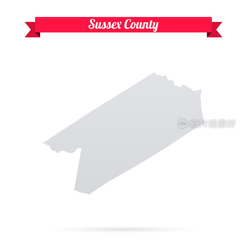苏塞克斯县，弗吉尼亚州。白底红旗地图