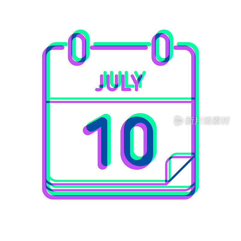 7月10日。图标与两种颜色叠加在白色背景上