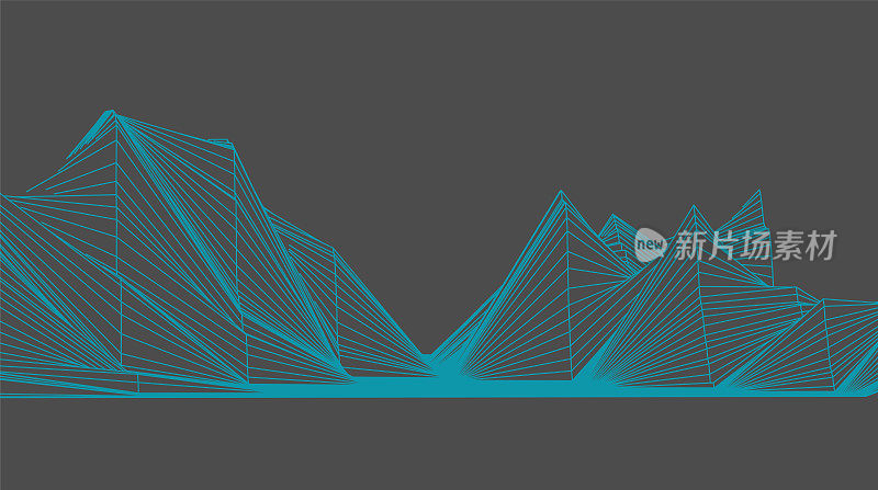抽象线框山三维网空间图案背景