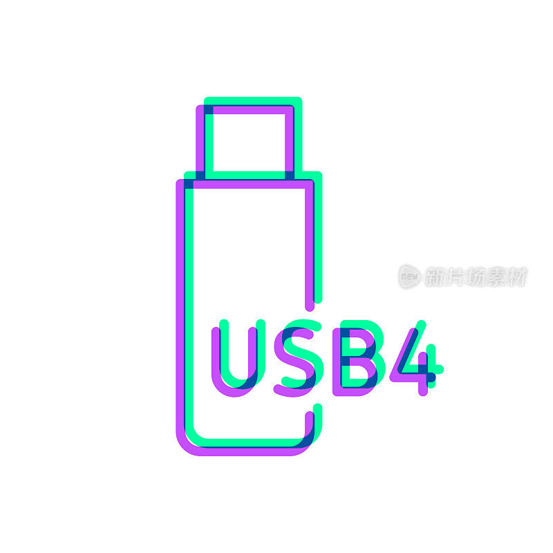 usb闪存盘。图标与两种颜色叠加在白色背景上