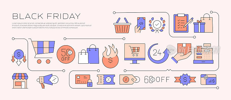 黑色星期五相关横幅设计网页,标题,小册子,年度报告和书籍封面