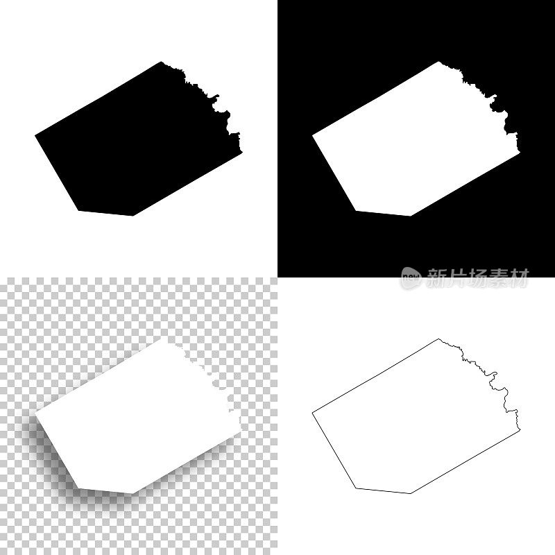 纳瓦罗县，德克萨斯州。设计地图。空白，白色和黑色背景