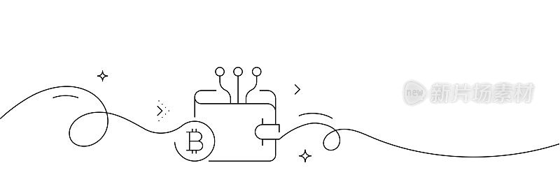 连续线绘制的比特币图标。手绘符号矢量插图。