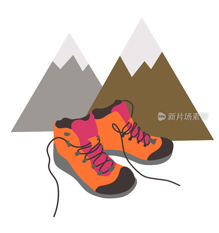 橙色平底登山靴