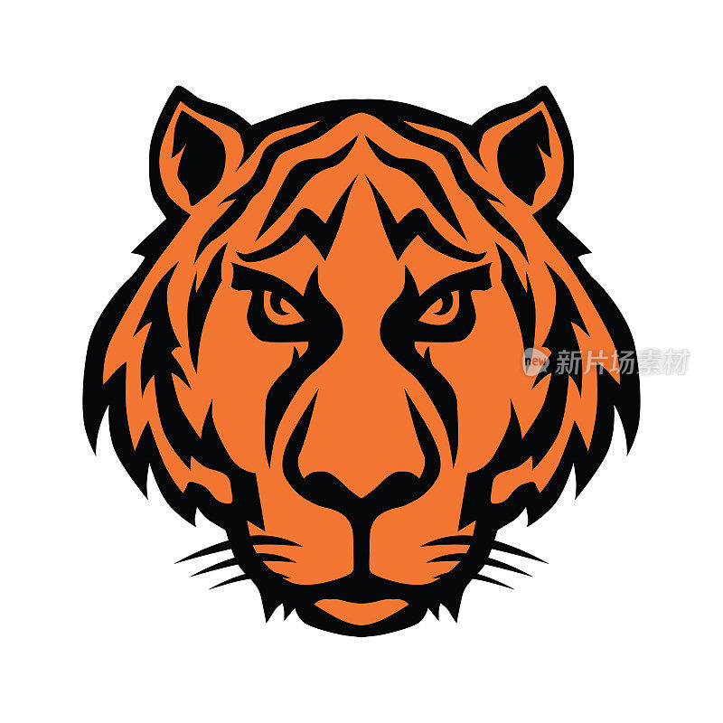 老虎图标。一个黑橙色的虎头，目光锐利
