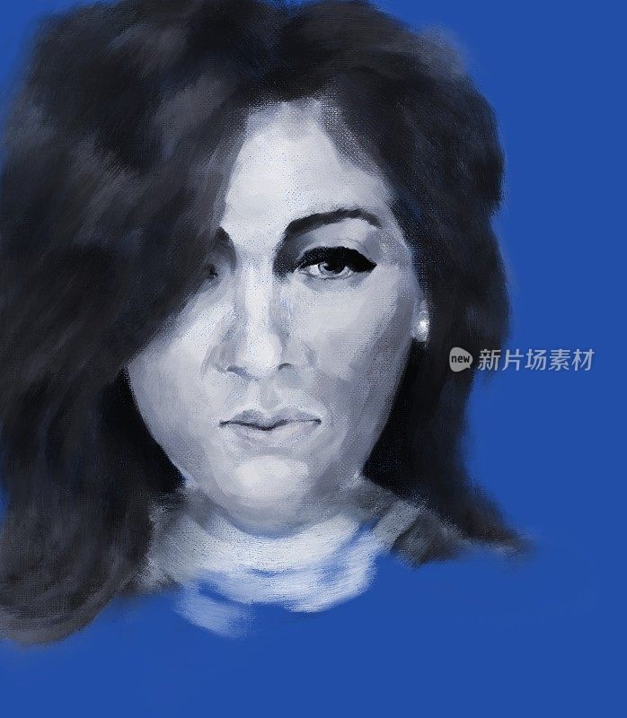 中年妇女的黑白肖像画