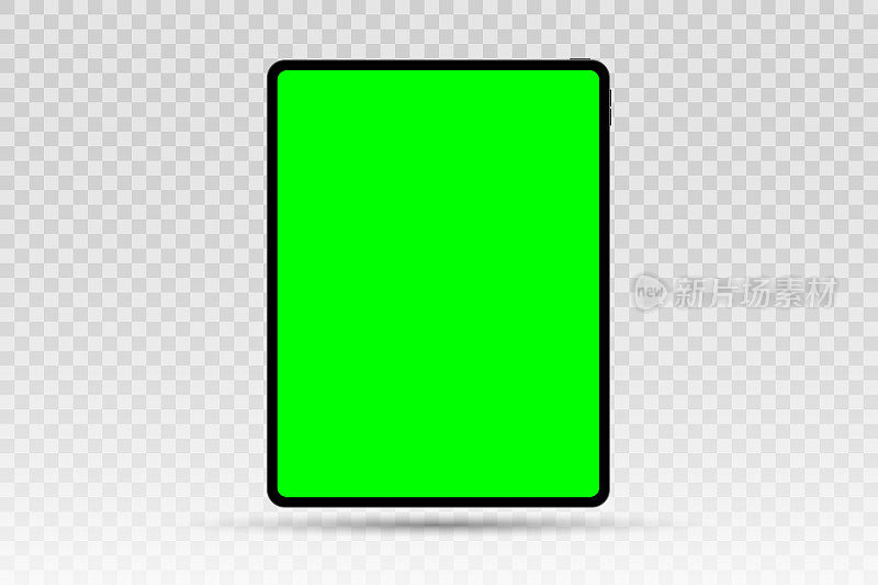 矢量平板电脑模型与croma键绿色屏幕隔离在透明背景