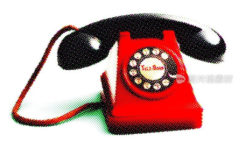 红色和黑色老式电话