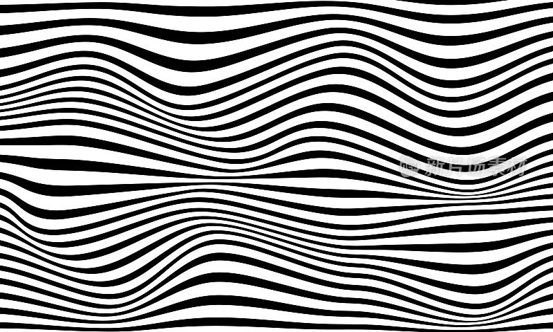 迷幻的模式。光学错觉。黑白抽象背景。催眠的设计艺术。漩涡催眠纹理。向量
