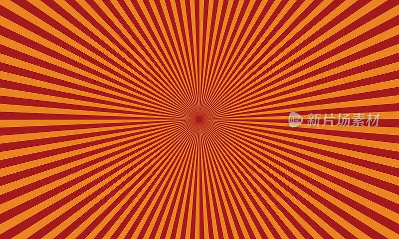 射线爆发，橙色的太阳爆发背景