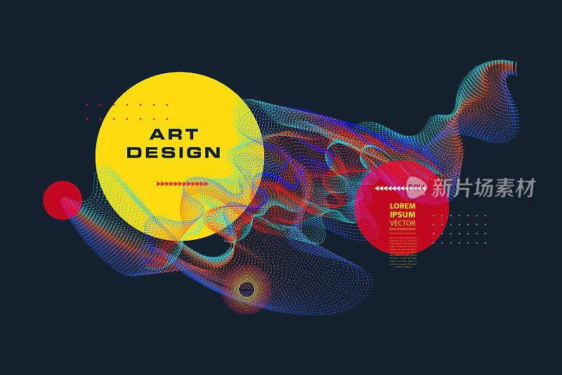 液体风格彩色粉彩抽象背景与元素