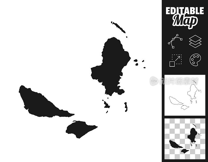Wallis和Futuna地图设计。轻松地编辑