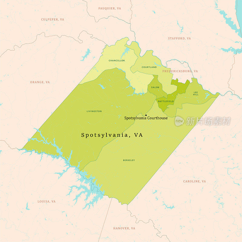 弗吉尼亚州斯波特西瓦尼亚县矢量图绿色
