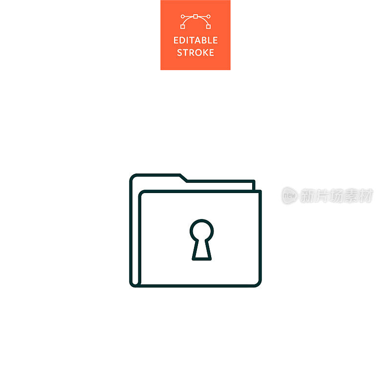 带有可编辑笔画的锁定文件夹行图标。Icon适用于网页设计、移动应用、UI、UX和GUI设计。