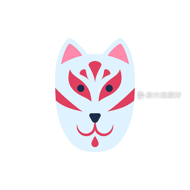 卡通色彩日本狐妖面具。向量