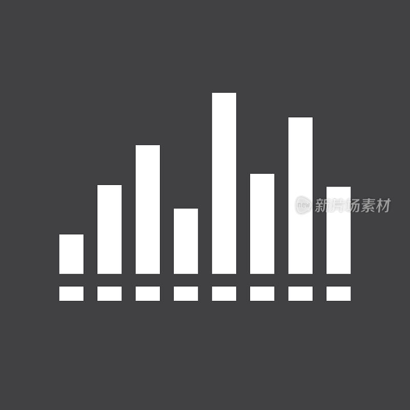 声波矢量图标。波作为音频均衡器隔离的背景。音频技术。脉冲音乐波形