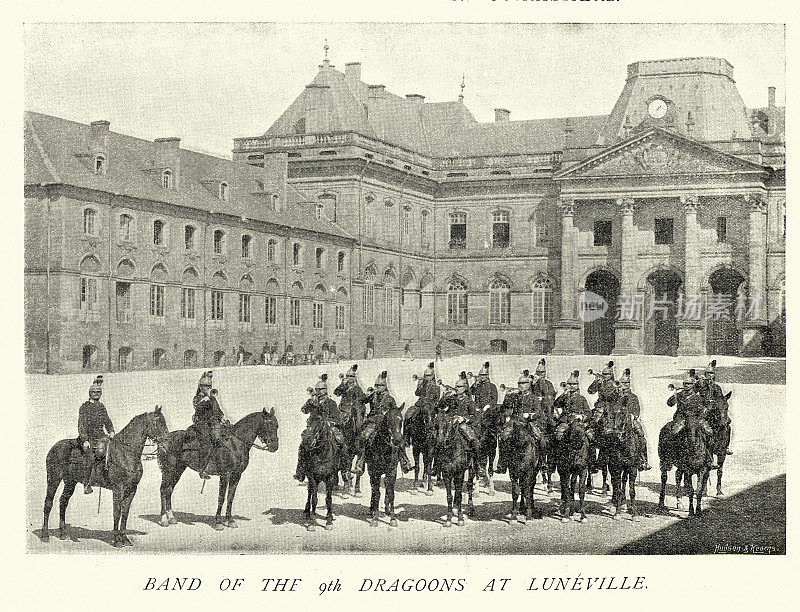 法国军队士兵，鲁内维尔第9龙骑兵团，军事史，制服，19世纪90年代，维多利亚时代，19世纪