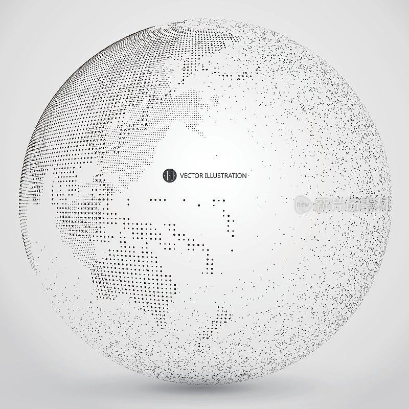 三维抽象的星球，点，代表全球，国际的意义。