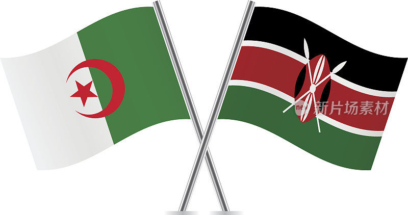 阿尔及利亚和肯尼亚国旗。向量。