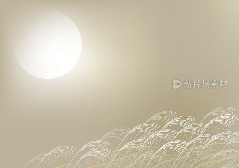 日本银草。空旷的日本风景。