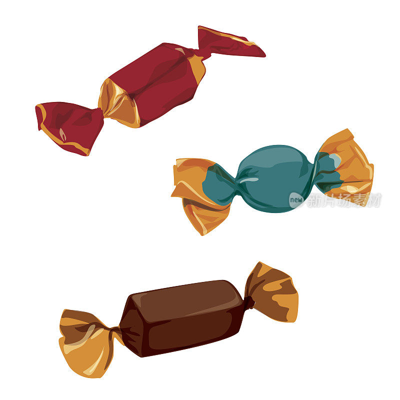 糖果在五颜六色的包装纸不同的颜色