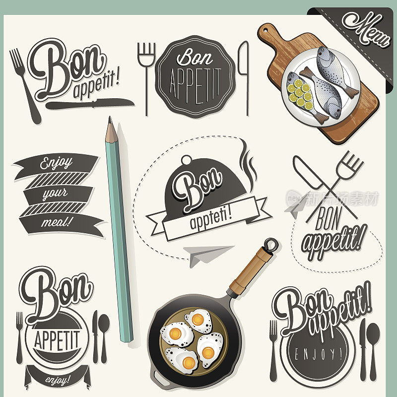 餐厅菜单设计的字体符号。