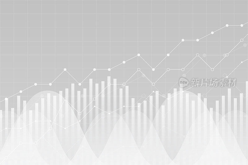 财务数据图表，矢量图。趋势线、栏目、市场经济信息背景。图表分析经济概念。