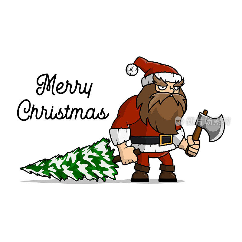 圣诞老人是伐木工人，他为了过节砍了一棵圣诞树。